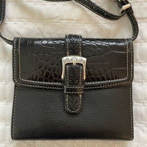 Brighton Black Croc-Embossed Leather Mini Crossbody Bag